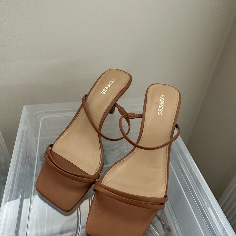 Express Brown Heeled Sandals